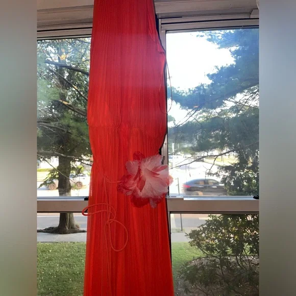 Beautiful vibrant orange high neck jumpsuit